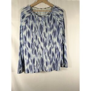 LL Bean Restorative Sleepwear Henley Top Shirt Ikat‎ Print Women's Size S 520176